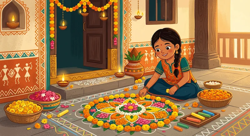 How to Make a Rangoli at Home โ<span class="title-part-two"> 3 Easy Designs Every Indian Kid Can Try</span>